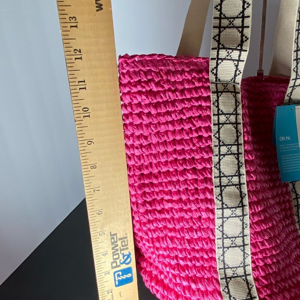 💐 KISS SEA Woven Straw Tote – Pink - NWT - Picture 9 of 10